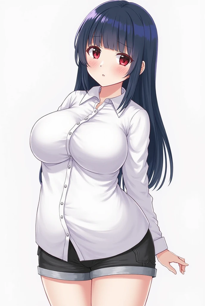 una caricatura de una mujer con pechos grandes y una camisa, oppai, grueso, (SFW) seguro para el trabajo, breasts covered and SFW, tocando su ropa, estilo anime ecchi, con pechos grandes, ecchi, small curvy , chica anime seductora, proporciones de oppai, atuendo revelador, con pechos grandes