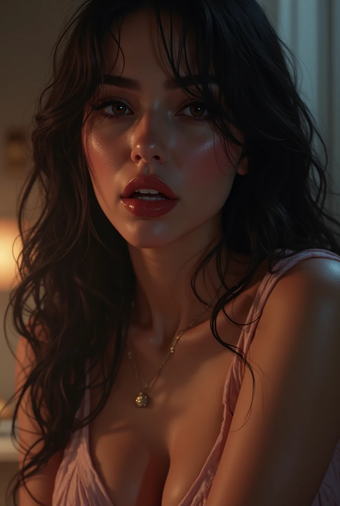 realistic，18yo girl，Wearing classical royal dress，Looking up from the bottom、Open your mouth wide，Cleavage emphasized，Opera House，Breasts enlarged，Cleavage emphasized, large zoom on chest,Chest zoom, revealing dress