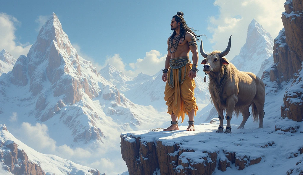 Lord shiva walk in kalish parvat on nandi