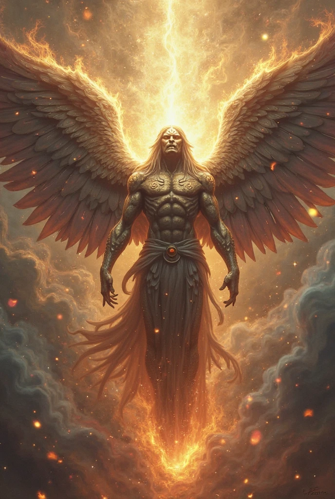 Create the angel of judgment judging a persons fate