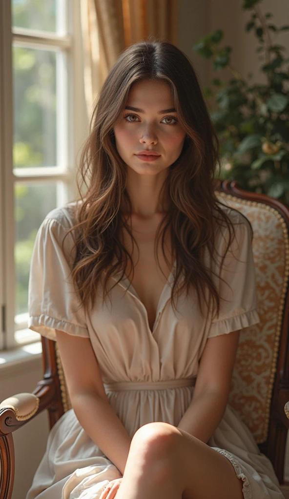 (best quality,4k,8k,highres,masterpiece:1.2),ultra-detailed,
(realistic,photorealistic,photo-realistic:1.37),
portrait,woman,
beautiful ginger hair,captivating green eyes,fair complexion,
luminous skin,
long flowing hair,flowing in the wind",
radiating charm and grace,
elegant and confident expression,
soft natural makeup,
subtle blush,
perfectly shaped eyebrows,
long eyelashes,
peaceful and serene background,
soft warm lighting with gentle rays of sunshine,
exceptional attention to facial details,
delicate skin texture,
vivid colors that bring the image to life,
subtle shadows and highlights that add depth and dimension,
fine lines and wrinkles that show character and experience,
impeccable attire that reflects her style and personality,
elegant dress in complementary colors,
accessorized with delicate jewelry,
impeccable posture and poise,
a hint of mystery in her expression,
everything in the image exudes a sense of beauty, elegance, and sophistication.