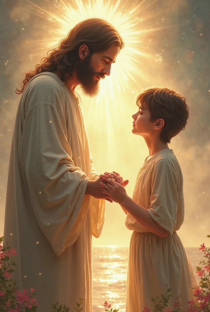 Jesus praying with a child 