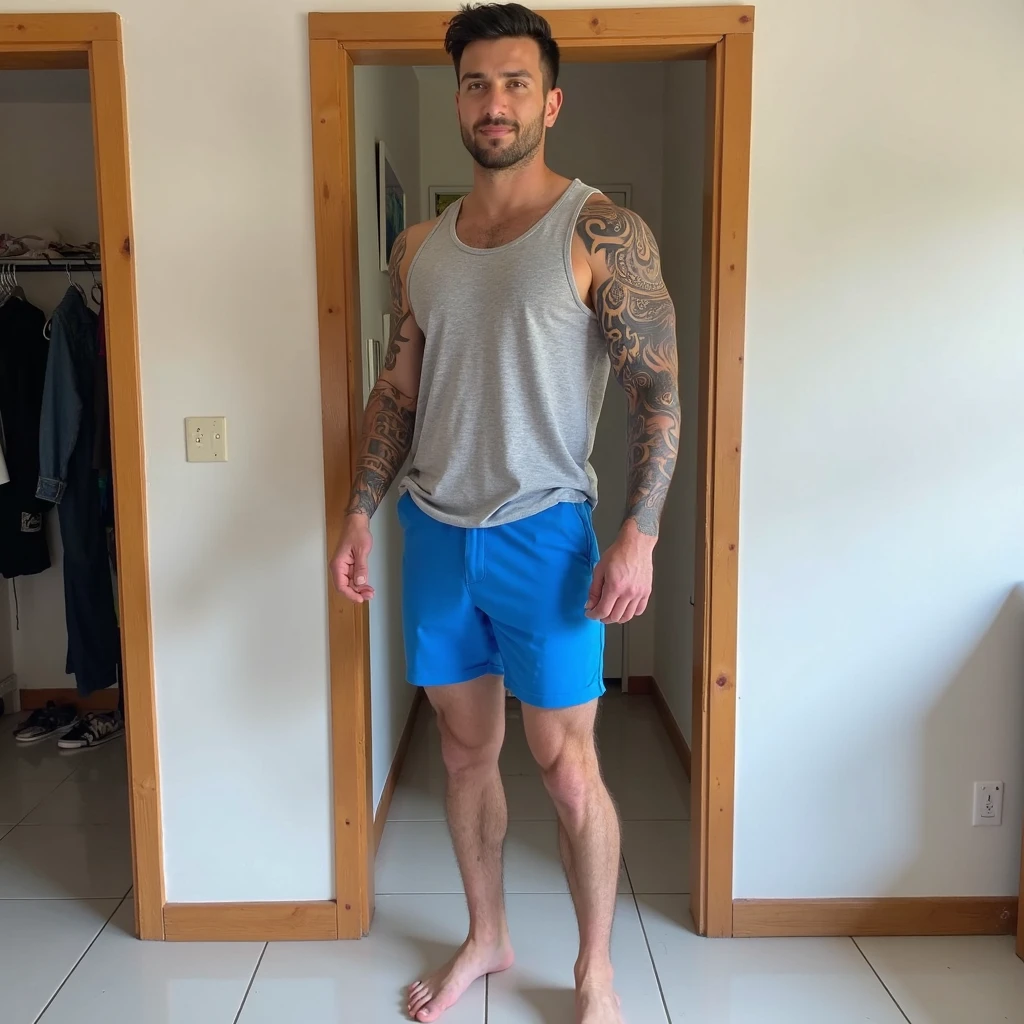 1boy, (Blue Eyes), happy smile,American boy,16 years old,young, slim body, slender, skinny body build, child-like,White Teenage boy ,deserted tropical island standing in the shade of a coconut tree, wearing an orange Hawaiian shirt, wearing Hawaiian micro thong with medium bulge, sandals, (((full body portrait))), wide angle,pale skin, skinny, good lighting, very pale skin, light skin, model with attractive body,medium bulge and medium butts,(Best quality, 8k, Masterpiece). High Detail , superior quality, natural lighting, beautiful, sexy, correct anatomy, good composition,realistic shapes, realistic skin tones,Natural eyes,realistic eyes,looking up at viewer,vpl,realistic muscles,Realistic wrinkles on the skin,Realistic arms and legs,Realistic face,realistic hair,Make a sexy and seductive face, Clear Focus: 1.2, Perfect Body virile: 1.4 , Slender Abs: 1.2, Highly detailed face and skin texture, detailed eyes, double eyelids, big upper lip, man focus,amazing composition, front view, HDR, volumetric lighting, ultra quality, elegant,Post a erotic photoshoot,Realistic pose,detailed hair,full body,Fujifilm XT3 photorealistic art by midjourney