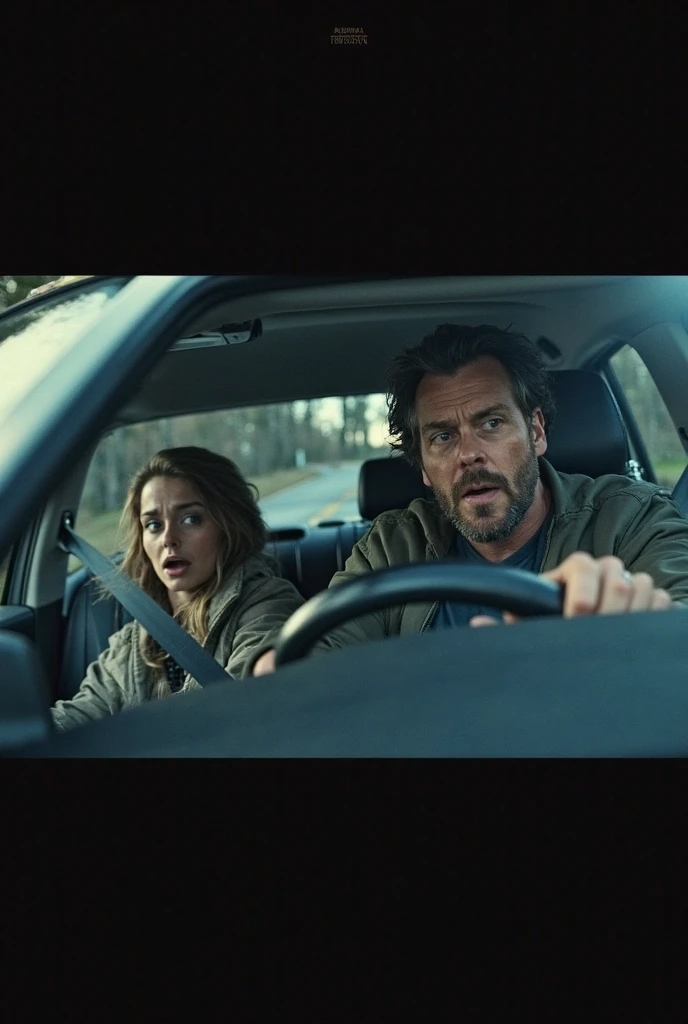 A male driver stares at a female passenger with a terrifyingly creepy face and the woman is terrified as she gets out of the car