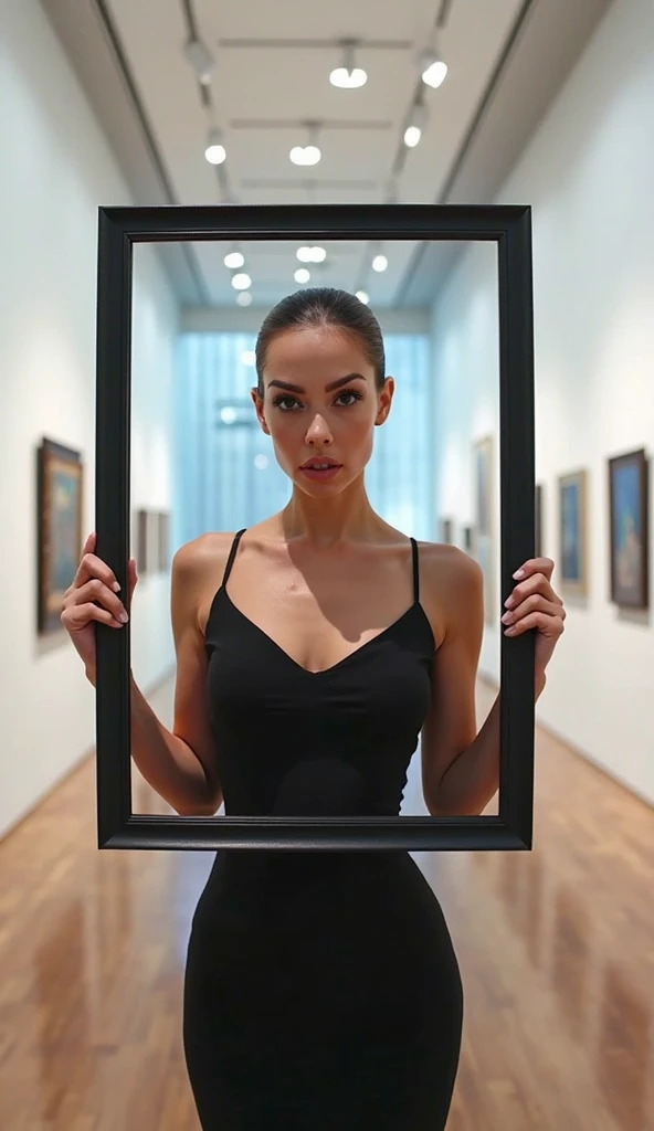 french female painter, 12yo, short black hair, red lipstick, skinny, big 44DD tits, milky pale cleavage, tits almost falling out of wet t-shirt, speech, talking, explain something, talk to many student artists, open mouth, took photo between old male painters, between crowded, in the art class, very crowded, best quality, 4k, 8k, highres, masterpiece, ultra-detailed, realistic