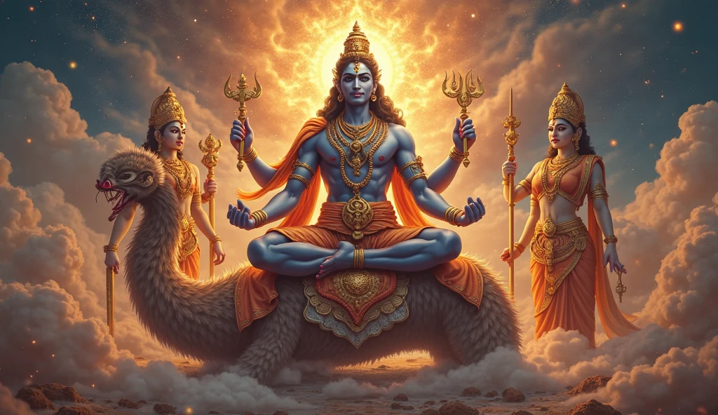 Generate 3 in 1 Vishnu image of Garbhodakshayi Kshirodakshayi and Maha Vishnu 