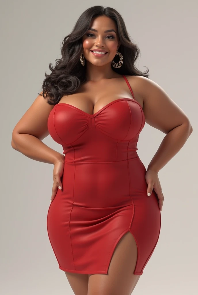(melhor qualidade,4k,8k,alta resolução,masterpiece: 1,2), (obra prima), (girl negra caminhando pela rua, pele de ebano, BBW, 20 anos), cintura fina, (bunda enorme, Sagging Tits: 1,9), cabelo afro, caminhando , (bright red leather tube dress, botas vermelhas), sexy, sensual, hot, sorridente, (Sagging Tits: 1,9), decotes, bunda enormes. ((mesmo personagem, headpe, lado, costas)), (perfect hands), enquadramento afastado, (full body photo)