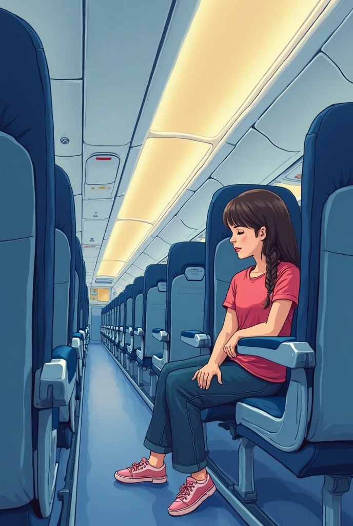 Girl sitting alone on train