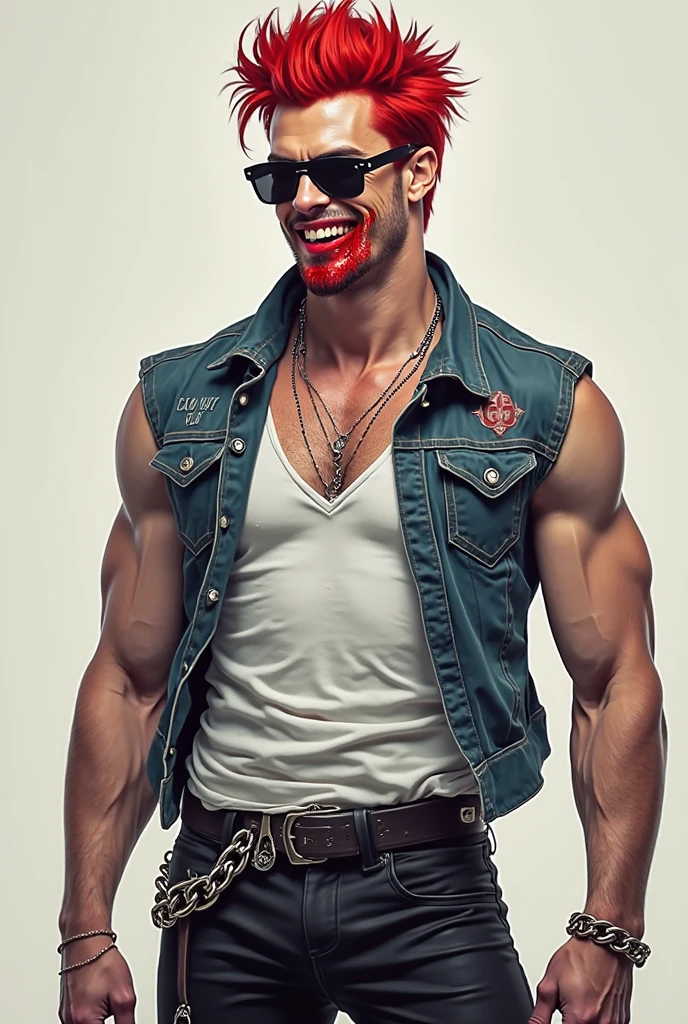tom finland style, disrobed, large muscles, gigachad muúcular, a man with a wrestling belt and a tattoo on his arm, cocky smirk, wwe, choke smirk smile grin, profile picture, gangrel, road warrior, snake man, nefarious smirk, evil smirk, profile image, profile shot, dio brando, aggressive look, jerma985 as the joker, christian