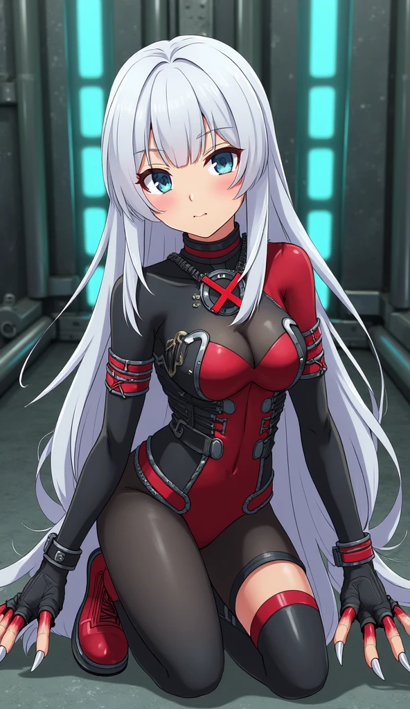 Masterpiece, top quality, best quality, official art, beautiful and aesthetic, anime, 1girl, Zero Two, extremely detailed, colorful, more detailed ((ultra-detailed)), (highly detailed CG illustration), big green eyes, red body suit, in middle