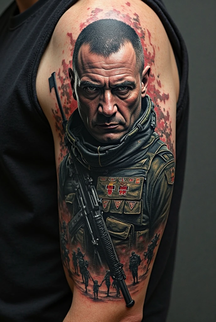 Guts sacrifice mark tattoo with daisy's name red from top to bottom