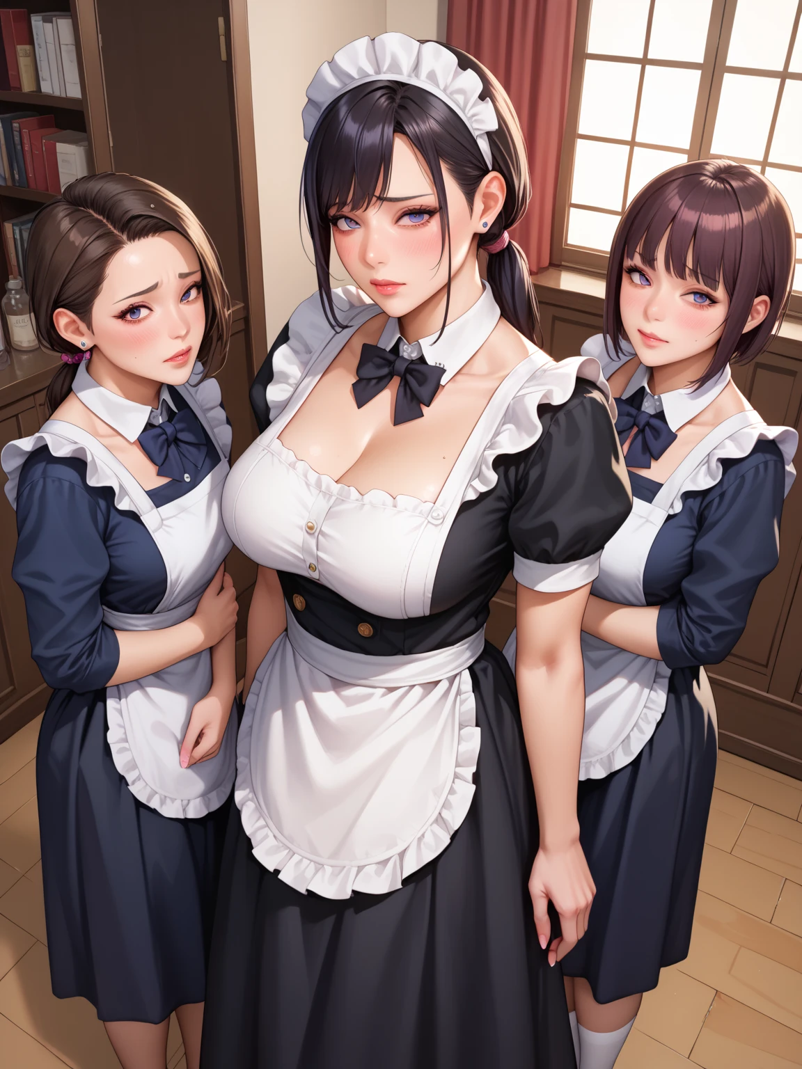 Multiple Girls, Group photo, line up, Harem, (Seven Girls), (Ultra 8K CG, picture-perfectionな顔, perfectionな顔, Beautiful Face, masterpiece, high quality, 最high quality, perfection, clean, Professional artwork, Famous works of art), Improve, BREAK Hair Ornament Net, Shiny skin, (Underbust), belly button, abdomen, mini skirt,Maid uniform, Transparent clothes, Apron skirt, Grin, Grin, very thick lips, Very long eyelashes, (Huge breasts), (Chubby, plump), Big Belly, (Pussy juice), Royal Background, Chain piercings on nipples