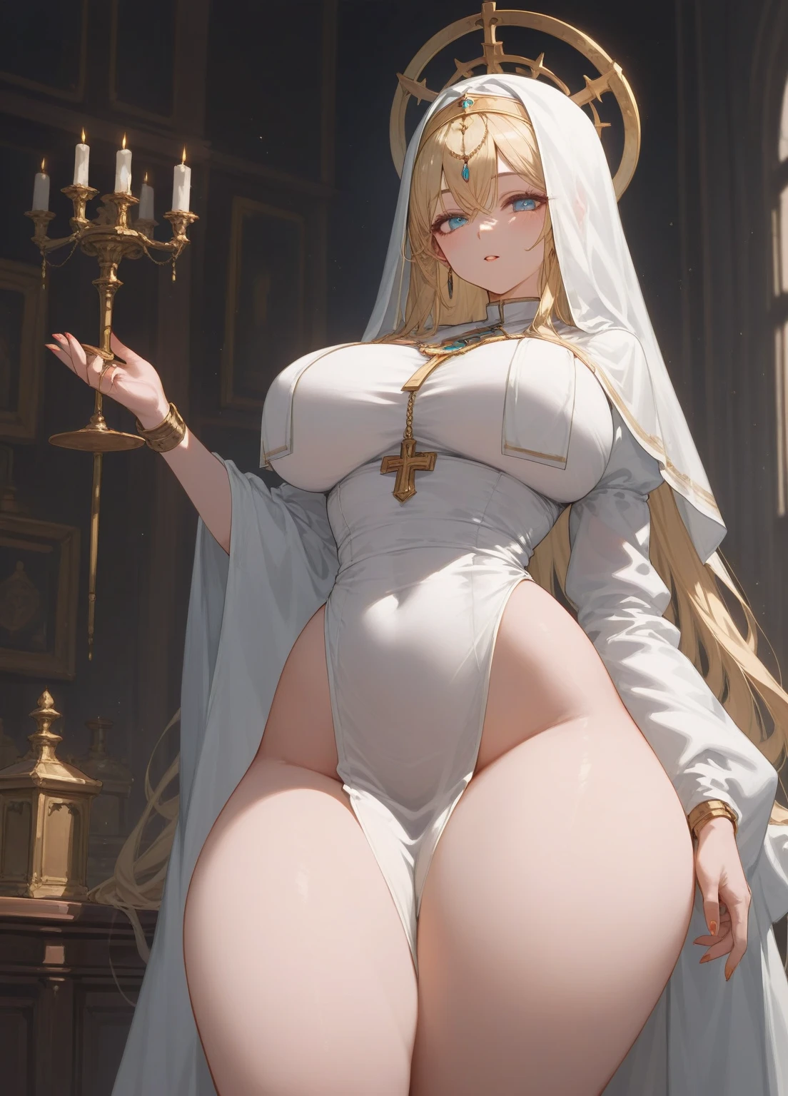 ((masterpiece)), ((HD)), ((high res)) grayish silver and gold dress, silver hair, tall elf dark girl, ((dark brown skin)), playing the lyre on a roof, night, medieval city, smiling to the viewer facing forward ((full body in frame)), (slender hips), ((detailed shading)), ((beautiful render art)), ((intricate details)), feminine eyelashes, best quality, medium sized breasts, hair bangs, perfect feminine figure, (dark brown nipples), (pussy exposed), (dark brown pussy), (remove panties), Breasts Exposed,