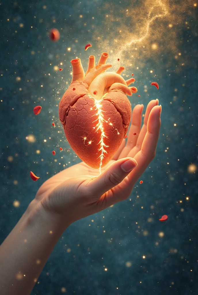 a heart shattered like glass after being broken by unrequited love life ,impulse, impulse, tachycardia, Heart, , Heart pulse, Glace, falling, The comet, Heart, hands, darkness, Lumiere