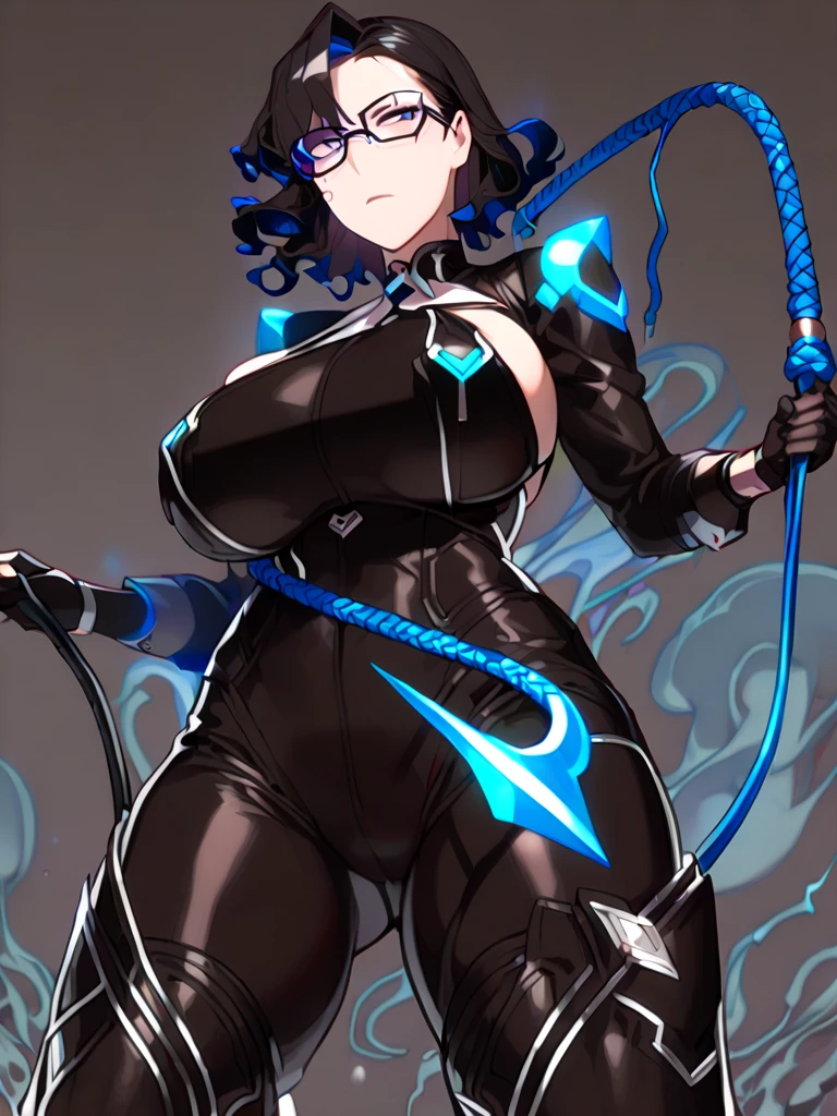 bayonetta_2_shorthair_aiwaifu, (((ratatatat74))), ((kneeling, thighs, pants, glasses)), ((((tears, blush)))), (((collar, chain, leash, collar, viewer holding leash))), ((photo realistic, female, colorful, realism, vibrant, colors, art style)), blue eyes, earrings, portrait, facing camera, facing viewer, ((best quality, masterpiece)), (((clothed))), (((arms behind back, arms at sides)), ((die-cut sticker))), ((white background)), (solid outline),1girl, black hair