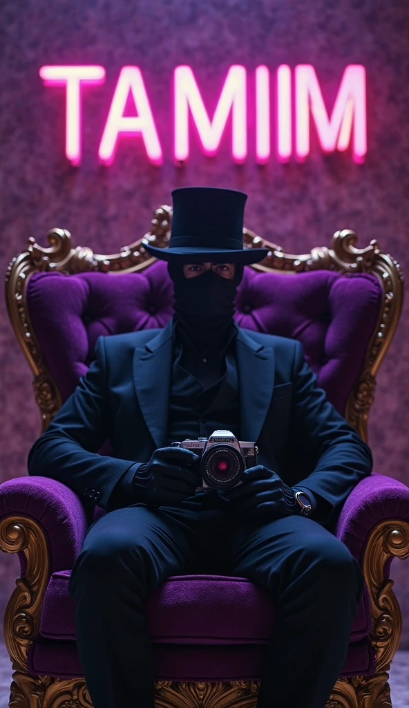 The man in suit with black  mouth mask with glowing blue eyes using pendulum Hypnosis on many harem girls who are wearing very short hot sexy mini different type of harem attire,they are in audience 

the man is standing on stage 
