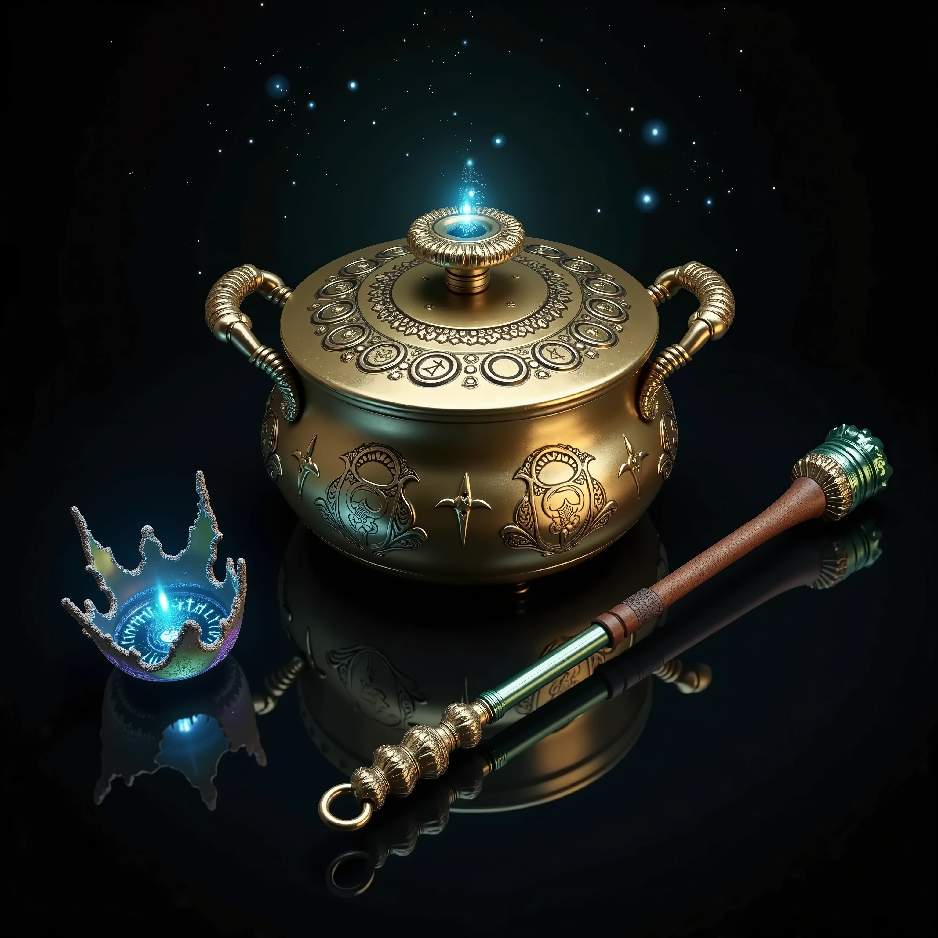 (Legendary equipment)、pot lid with pot handle and cypress stick 