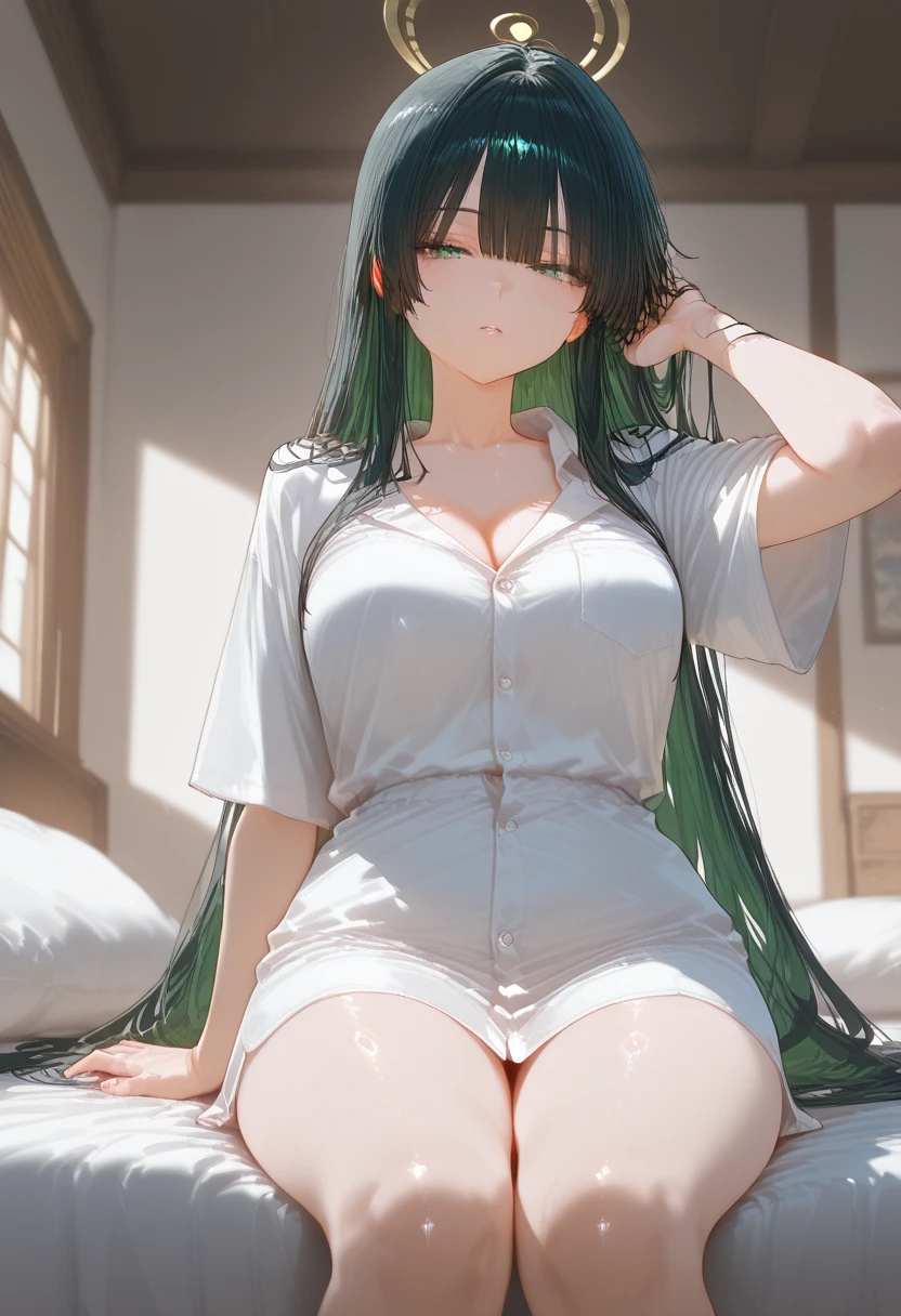 (((nsfw, close-up Facial, cinematic angle))) ,(straddling), BREAK 1 girl, 27 years old, (closed eyes, glasses),(((embarrassed, aroused, seductive, in heat, orgasm,blushing,be breathless, very humid,steam))) , BREAK (((light green-hair))),(semi Long hair tied into a single strand with a thin pink ribbon at the end.:1.3),(((two-parted bangs , middle part, Bangs parted in the middle, Side-swept bangs))), (forehead:1.3), (small breasts:1.0) ,((sweaty skin, dripping , girl trembling with sexual climax, cum in pussy, pubic hair)) ,slender weist, feminine, slightly muscular, dynamic pose,((((vaginal,sex, 1 boy and penis,heterlo, woman on top , cowgirl position, cum in pussy, pubic hair)))), BREAK, (((gray-Solid-patterned-short-Sleeve-Safari shirt , White Gloves ,bottomless))), BREAK, (((midnight,In a Barn))),(masterpiece), (realistic), (best quality), (ultra-detailed), amazing, ((high detailed face)) , collarbone, highres , (ultra detailed), smooth, 16K, vibrant colours,vaginal,sex,