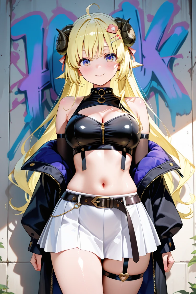 (masterpiece, best quality:1.2),illustration,8k,hd,1girl,solo,cowboy shot,thighhighs,twintails,blonde hair,thigh boots,violet eyes,elbow gloves,black gloves,shorts,cape,cleavage,very long hair,black shorts,smile,large breasts,underwear,navel,armpits,choker,highleg,short shorts,belt,<lora:Lieselotte Sherlock>,