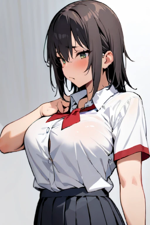 sakaguchihinata\(ttigraas\), black hair, large breast, cleavage, (japanese clothes, yukata:1.5), upper body