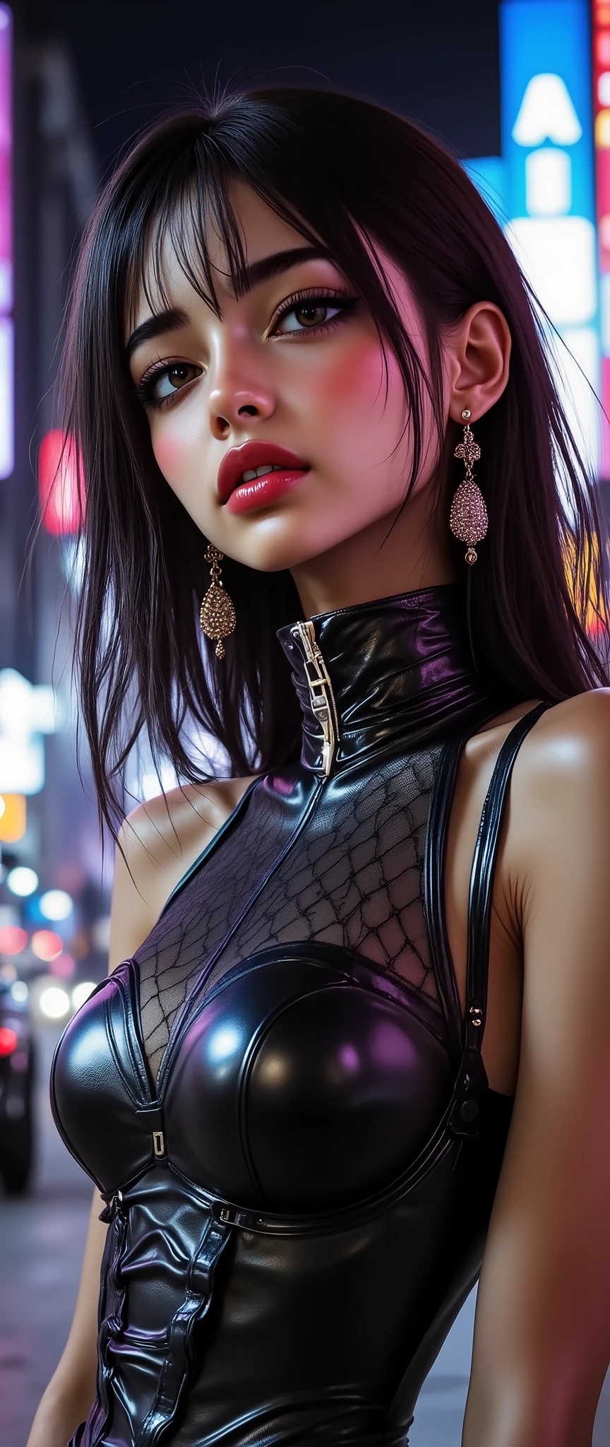 [[Genuine, rating_safe:2.0]] (((The most beautiful woman in a perfectly tailored outfit in a given situation))), (give the solution!!!!), (((one rule is the golden ratio and white balance))), ((always draw hands and fingers correctly, correct them if you make a mistake)), dress a beautiful girl with a perfect figure in something nice, made of available materials ((silk), (canvas, nylon), (latex laced), ((lacy)), leather, ((((jewelry)))), steel, chains, chainmail, bracelets, pendants, earrings, everyday items)), I encourage you to draw them at the same time, ((Use any technique, any style, any outfit, Sew, ((embroider)),choose the color of your eyes, hair and even hairstyles)), ((I encourage you to choose the right background for your phenomenally drawn creation)), (Use any technique, any style, any outfit, even choose ((eye color, hair color, even hairstyle, makeup, whatever and how to do it))), ((experiment, combine complex, multi-layered materials)), ((experiment with Armor and delicate materials)), (((experiment with the entire palette of colors and shadows))), (masterpiece: 1.3 ), (photorealistic: 1.37), (Realistic:1.5), (ultra_detailed, UHD:1.2), Extremely detail CG unity 8k wallpaper, depth of field, Fujicolor, (best quality), (high resolution), Attention to detail, Double eyelids, Wear an off-shoulder top, full bodyesbian, and if you want, you are standing, (back shot), lacy, lacing, ((Glamour, paparazzi taking pictures of her)), High Contrast, muted colors, long legs, medium ass, ((Fantasy style)), ((layer cut: 1.42)), random expressions), (rich including decorative embroidery:1.29), (red epic lace:1.39), (sharp focus), ((very intricate design of epic bodysuits:1.42)), ((city night), (neon sign), (night), pov(front view,pov full body front shot:1.5)