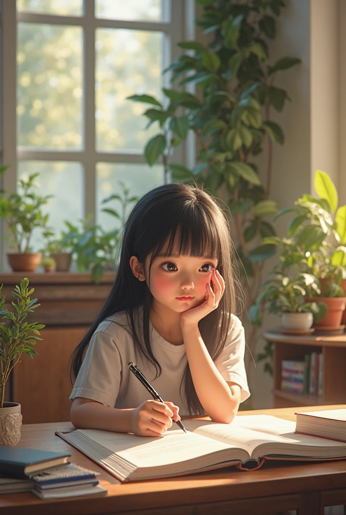 Children do homework at home during the summer