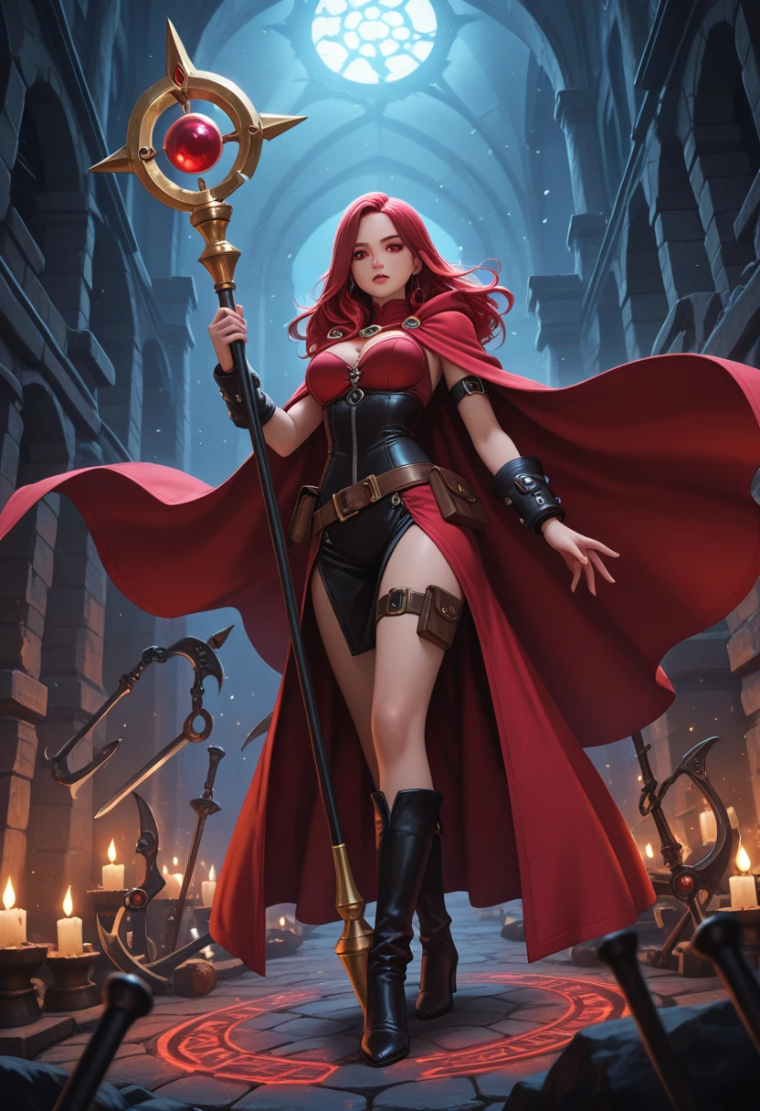 A woman wearing a necklace and holding him in the necklace with a bright red outfit card, cute eyes, looking at his energy, nice lip, long hair on the shoulder, epic exquisite character art, concept art