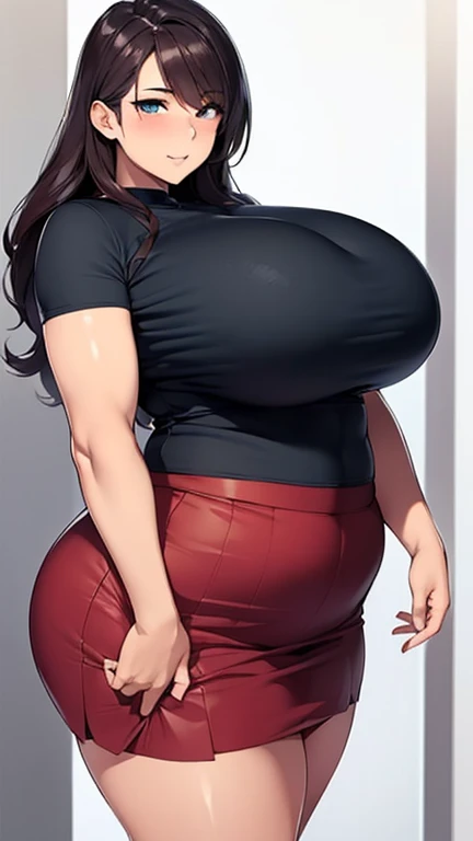 score_9,score_8_up,score_7_up, score_9,score_8_up,score_7_up, solo, ((full body)), ((lady secretary becoming futanari)), black short skirt, futa on thong, hair covering one eye, glasses, expressive, dynamic, thick full red lips, bimbo lips, pouted lips, squinting eyes, seductive, alluring, sexy, aroused, huge breasts, sagging breasts, wide hips, thick thighs, detailed background, ((NSFW)), ((sudden gigantic growing futa bulge)), long futa, pulsing futa, ((profile side)), ((long hidden schlong))