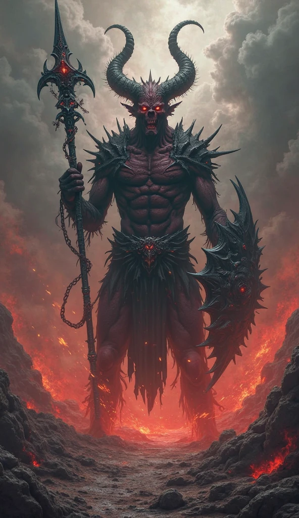 Devil in hell very angry With trident