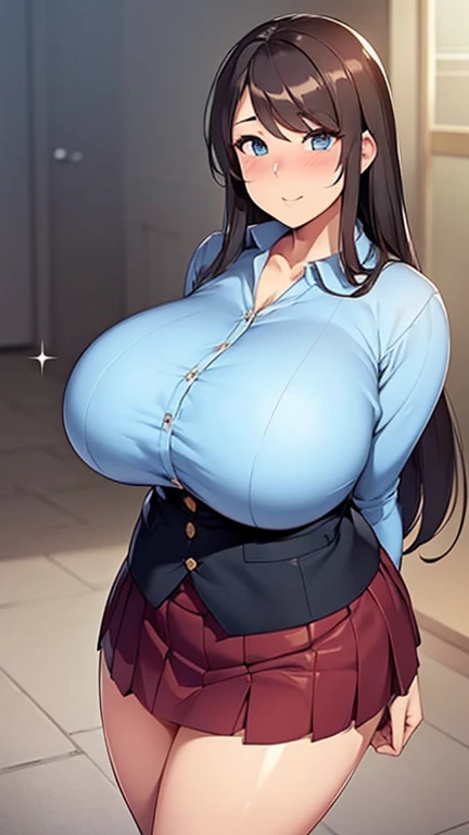 (masterpiece:1.2), (Highest quality:1.2) 
One girl, alone, Long Hair, chest, View your viewers, blush, smile, Simple Background, shirt, Black Hair, White Background, chestの谷間, jewelry, Thighs, Shorts, belt, necklace, Covered nipples, Hands on hips, thick Thighs, Large areola, gigantic chest
 