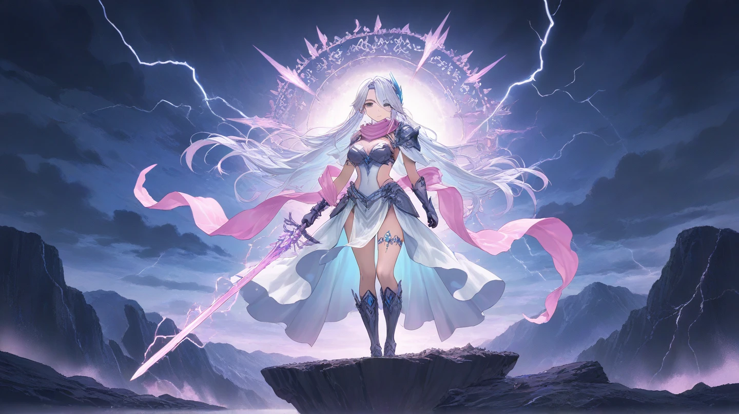 (((Highest quality)))(((Best Image)))(((anatomy)))外見は20代のwoman,Random hair color ,Random hairstyle,Wear shiny armor,Extreme costumes(((Appearance)))The shape is humanoid,Random Face(Beautiful Face),,Huge breasts,Tight waist,Wearing randomly colored armor(((Features)))Eye color is random,Personality is random,Attractive figure(((arms)))He is carrying a weapon that resembles a purple glowing object..Possess modern weapons.(((woman)))The skeleton is human-like,Huge breasts,Tight waist,fogのようなガス状のもので纏っている(((background)))Barren Land,dead tree,fog,Chaotic world(((Standing posture)))ランダムなStanding postureをしている,mysterious,lovely,Highest quality((Full Body Shot))