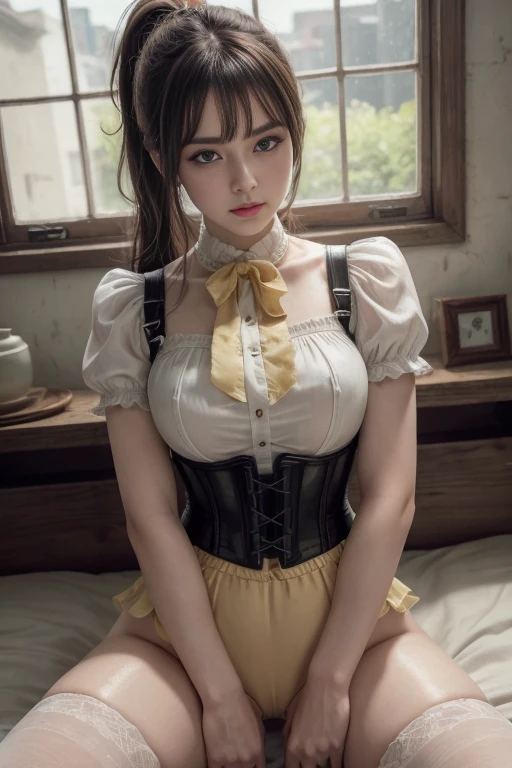 Sexy 21 year old cool Korean in alafile posing with corset and garter in photo, steampunk beautiful anime woman, a steampunk beautiful goddess,Jeizuo、magnifica、the viewer、Realistis、Full body with camera、on the lap、squatt、Brunette hair、length hair、radical、A tall、Forced real water、White Less Cloth Transparent Mini Shirt、White transparent thong、In the world of steampunk、Low Very detailed、Ahegao、Roll your eyes、blush、water running in mouth、Sticky tongue、Vaginal orchids、Runny Vaginal Discharge、Blowing tide、(((very small chest)))、Grasp your breasts with both hands、 Spread your legs、sexual excitement、Sex Expressions、shinny skin