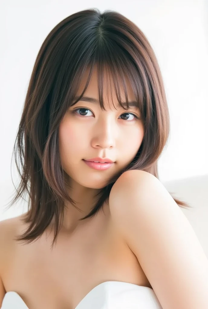 (8k, RAW photo, best quality, masterpiece:1.2), (realistic, photo-realistic:1.37), ultra-detailed, ultra high res,1 girl,looking at viewer,beautiful detailed face,smile,narrow,(slim waist:1.3),shirt, beautiful detailed skin, skin texture, floating hair,professional lighting, (breasts out:1.3), nipples, (nsfw:1.3), (fresh cream on whole body:1.3), (cum facial:1.5), (cum to breasts:1.5),(cum in hair:1.5), (close up breasts:1.3)