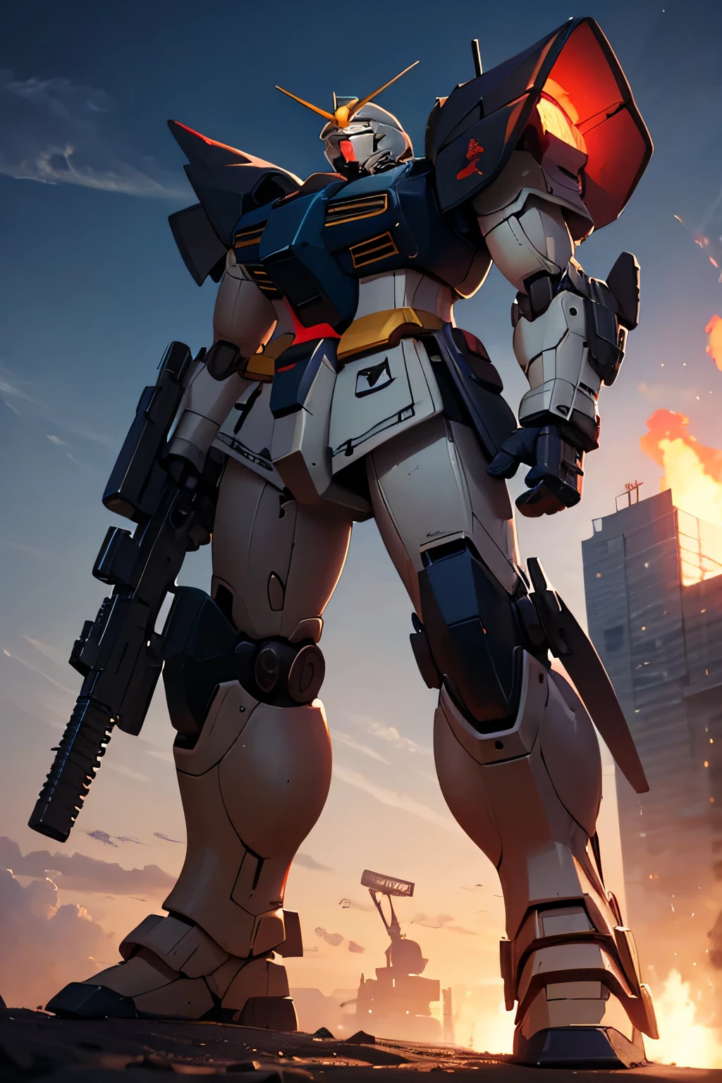 Please draw what you like.8k,MS-05, zaku 1, monoeye, gun,masterpiece ,amazing, dynamic production, extremely detailed, extremely beautiful and fain design extremely beautiful and fain colors, high resolution, cinematic style ,illustration, gundam,sci-fi, HD, red color,