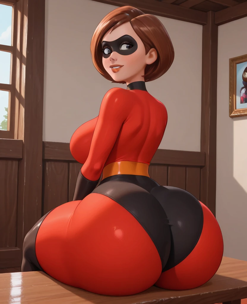 a cartoon image of a  elasti woman in a red and black outfit, nude breasts, thick ass, big ass, rendered in sfm, 3d model pixar render, 3d animated, 3 d animated, character is in her natural pose, 3 d cartoon, toon render keyshot, character posing, pixar 3d render, pixar. octane render, super hero pose, high detail iconic character, pixar render