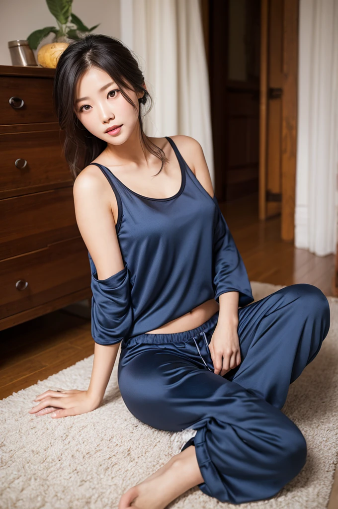 (((best quality))),(((ultra detailed))),(((masterpiece))),illustration,1girl,beautiful,summer afternoon,living room,sanctuary of tranquility,beautiful girl,fitness,grace,hair tied back,casual ponytail,effortless elegance,light blue yoga tank top,matching shorts,youthful radiance,enchanting,inspiring,sits on treadmill,body drenched in perspiration,sweat,dedication,inner strength,determination,composed,focused,eyes,lush potted plant,greenery,life,vitality,soft sunlight,warm patches of light,wooden floor,fragrant cookies,cozy ambiance,attire,functional,fashionable,comfort,flexibility,slender figure,curves,lightweight material,unrestricted movement,sneakers,feet,grip,treadmill's belt,propel,forward,serene expression,slight smile,lips,focused on horizon,visualizing goals,dreams,radiant beauty, comfortable clothing,determined spirit,captivating,inspiring image,essence of summertime fitness,self-care