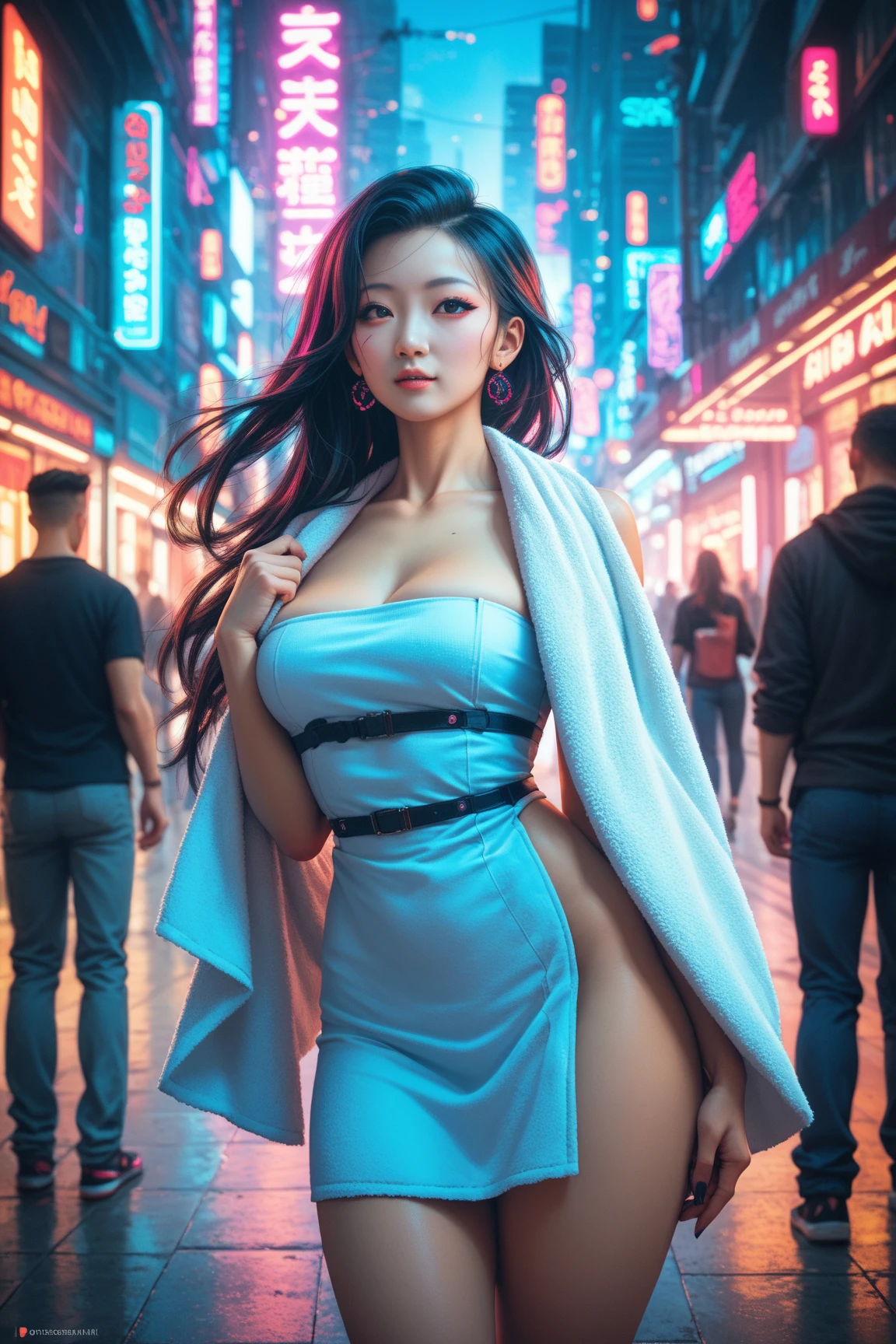 (1 chica:0.5),MaiShiranui ,Delgado a transparente, empapado ,transparente,((( Kimono sin hombro))),tela de encaje,nipple, (((Cuerpo sumergido en agua: 0.9))),joyas,en la calle ,BrownishRed hair,obra maestra,Mejor calidad,extremadamente detallado ,3D,Cine-4D , 8k,fotorrealista ,(((Encantador cuerpo femenino))), (pechos gigantes:1.5),in front of the camera, Labios rosados,Detalles de los dedos,dedos y manos delicados,