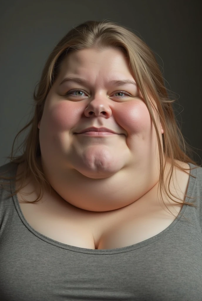 woman with only a fat face with a lot of double chin