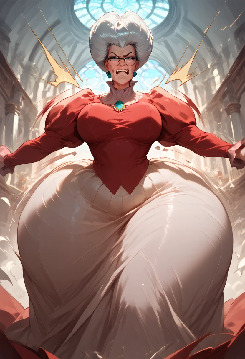 ((BLACK BACKGROUND,1:2, masterpiece)) full body MILF BIMBO standing with two long thighs and two metal sandals, red eyes, two-tone hair, brown hair, silver white hair, short bob style hair, big breasts, cleavage, separate sleeves, tiara royal, long cape up to two feet, yellow bikini, hands on waist, navel, toned body, lustful smirking smiling, smile face (red blushed, red cheeks), metal shoulders, gold sleeveless armbands, black leather choker slave collar (leather choker with big golden bell), shackle bracelets, red crest, pauldrons, breastplate, leather corset, eye focus, full body, whole body, 1solo, loincloth standing, hands on hips, big belt, view from below, feet together, bracers, tiara)