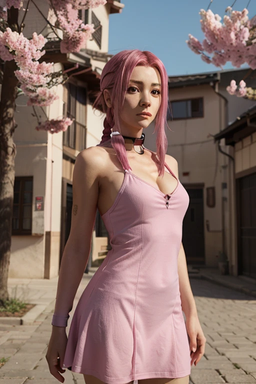 Ino yamanaka linda e alta super realista e bem detalhado, olhos perfeitos, vestido roxo, (master part, best quality, 1girl, sozinho, detalhes intrincados, chromatic aberration), mais alto ultra hiper realista, ((big breath)),cabelos longos, cabelo rosa,