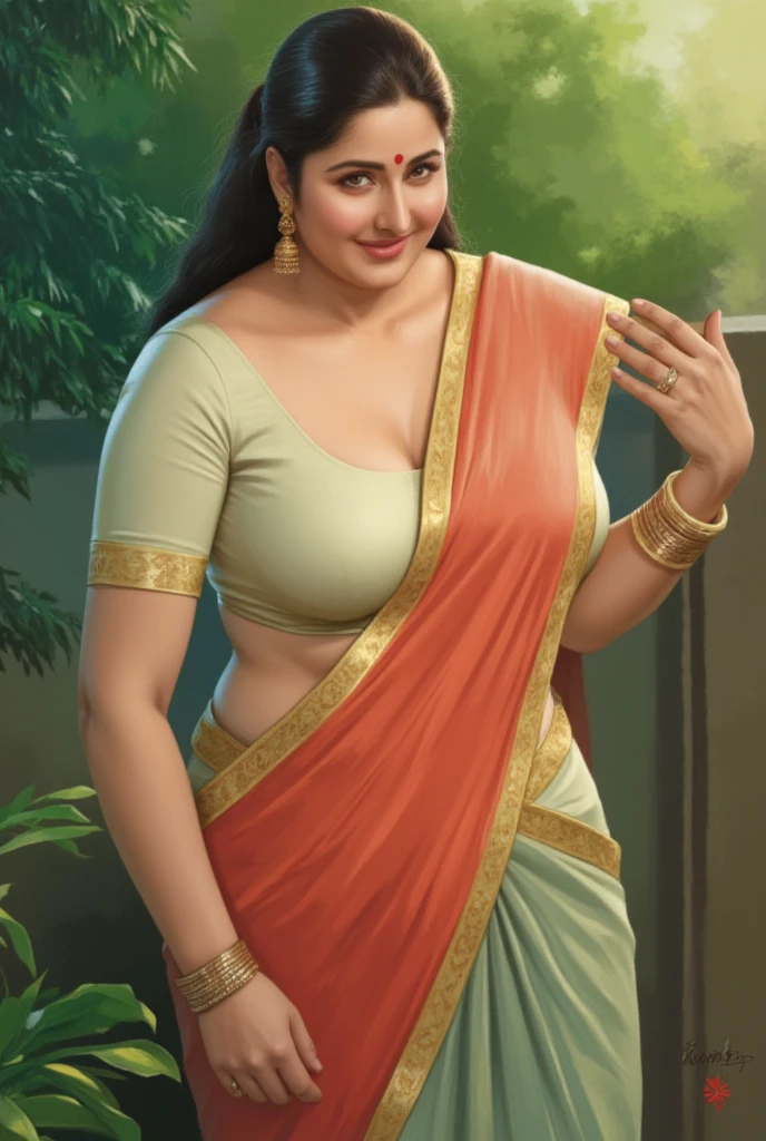 50yo mature MILF Anushka Shetty,((best quality)), ((masterpiece)), ((realistic)), Medusa, full body, the hair  composed of countless small snakes, green eyes, female face,metal carved top, royal aura, trend on artstation , sharp focus, studio photo, intricate detail, very detailed, detailed eye, illustration, very detailed, sharp focus, digital render, professional, 4k, low waist saree satin sleeveless saree fashion,, she hates wearing any bra or blouse, thick figure, bulky figure, thick belly, 
