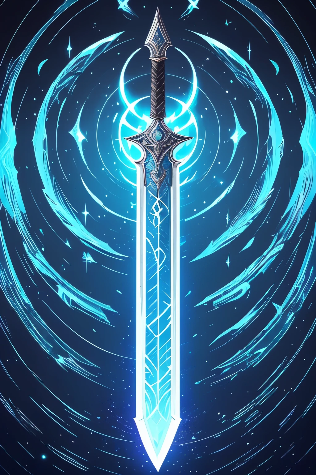 no people, no humans, no characters, no figures, no person, no body, ((Legendary Sword))、Glowing Blade、(intricate runes)、(black pattern)、(Shining Aura)、Ancient design、floating in the air、(Magic Particles)、 Sacred Energy 、holy relic、Shiny Metal、spiritual brilliance、enchanted、floating above the altar、epic fantasy、after being played in high definition、masterpiece、Super Detail、Voluminous Lighting、Dramatic Atmosphere 
