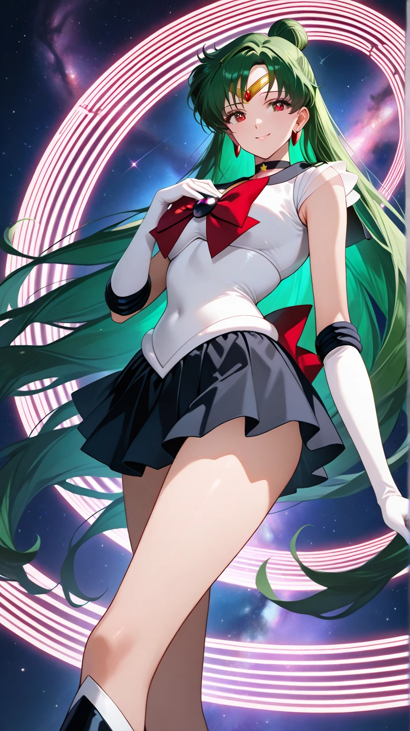Sailor Pluto、Sailor Pluto costume、embarrassed from、nice butt、perfect buttocks、Turn around、full of sweat、Wearing sweat、panties small、Wearing sweat、full of sweat、 Ejaculation on the thigh、Thigh 1:5、