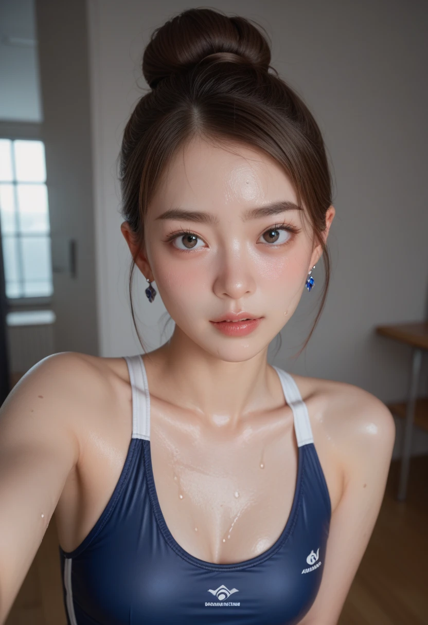 Highest quality,
,
ponytail,
White swimsuit,
Small breasts,
whole body,
Twisting the body,
Eye highlights,
Sensational