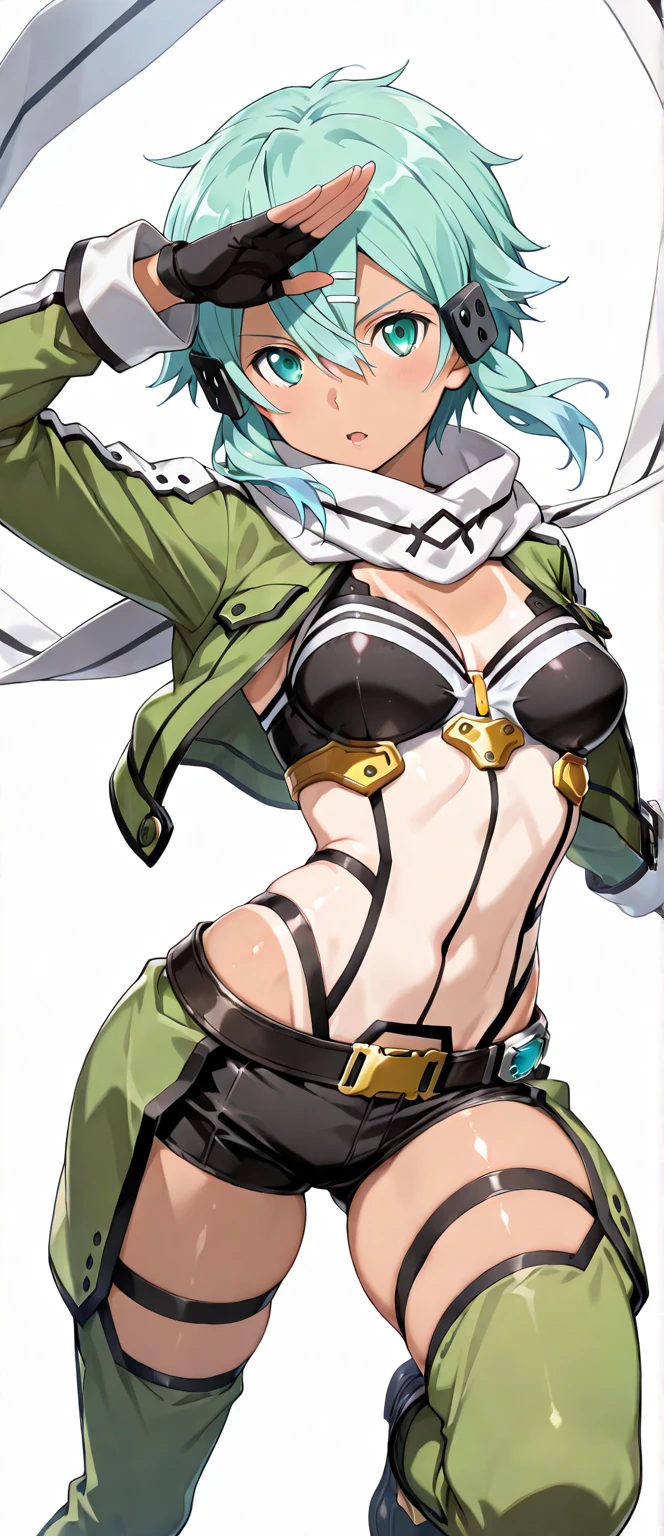 best anatomy, detailed eyes, perfect eyes, upper body, fremy_speedraw, hair flower, hairband, flower, hair ornament, blue eyes, 1girl, solo, looking at viewer, short hair, thighhighs, gloves, navel, medium breasts, white hair, pantyhose, boots, midriff, cape, underboob, eyepatch, close-up, portrait, Walking with arms swinging in rhythm,