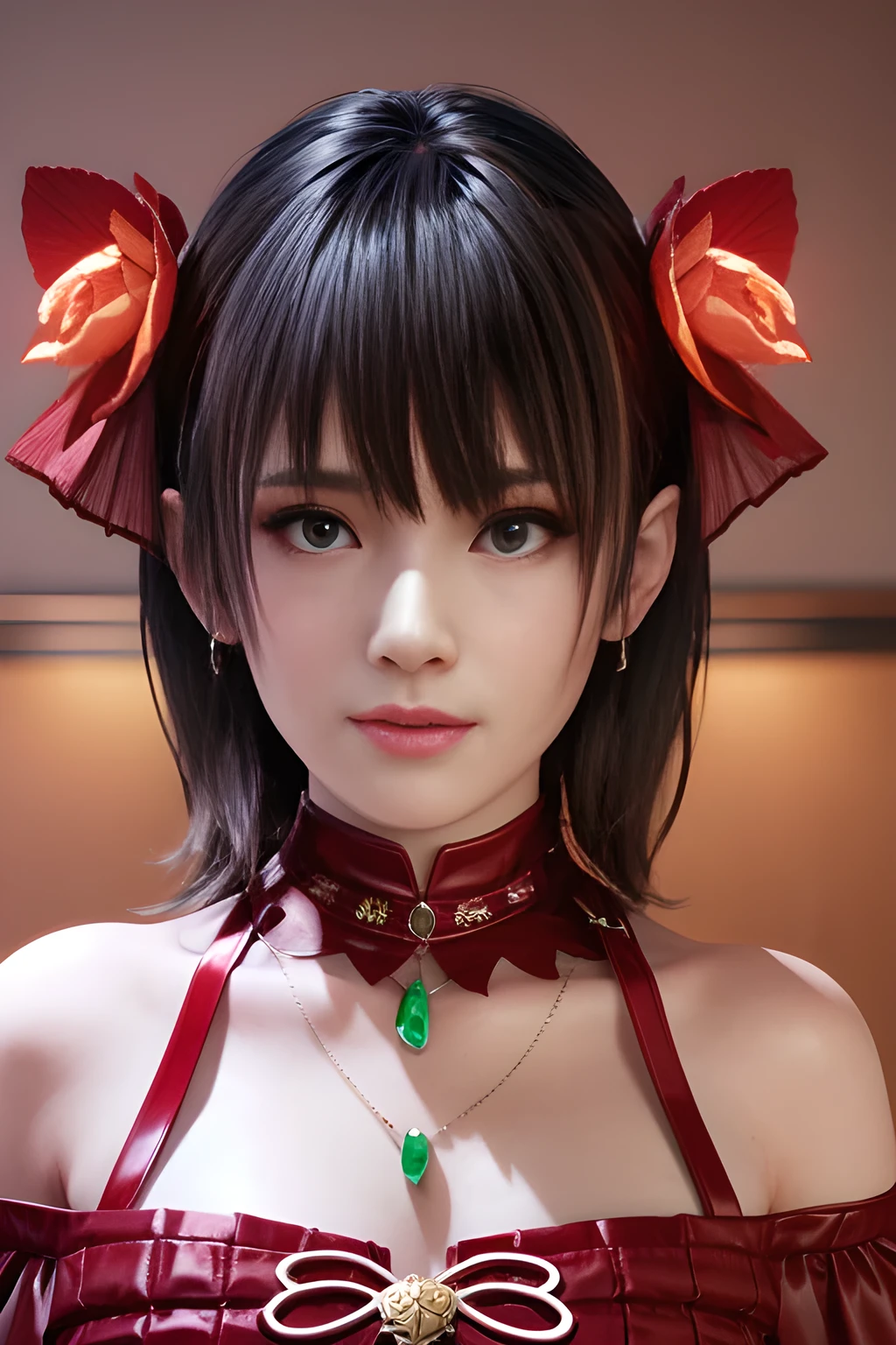 1woman, masterpiece, best quality, ultra-detailed, beautiful detailed, (((extremely detailed face))), (((blunt bangs))), (((big frills and ribbon))), grin, (((red blouse))), (black skirt), suspender dress, frills, lace, (long hair), ((garter belt)), (((piercing jewelry))), (((look down))), (dirty street), (jack o lantern), (Red Riding Hood), (crowd), ((short bob hair))