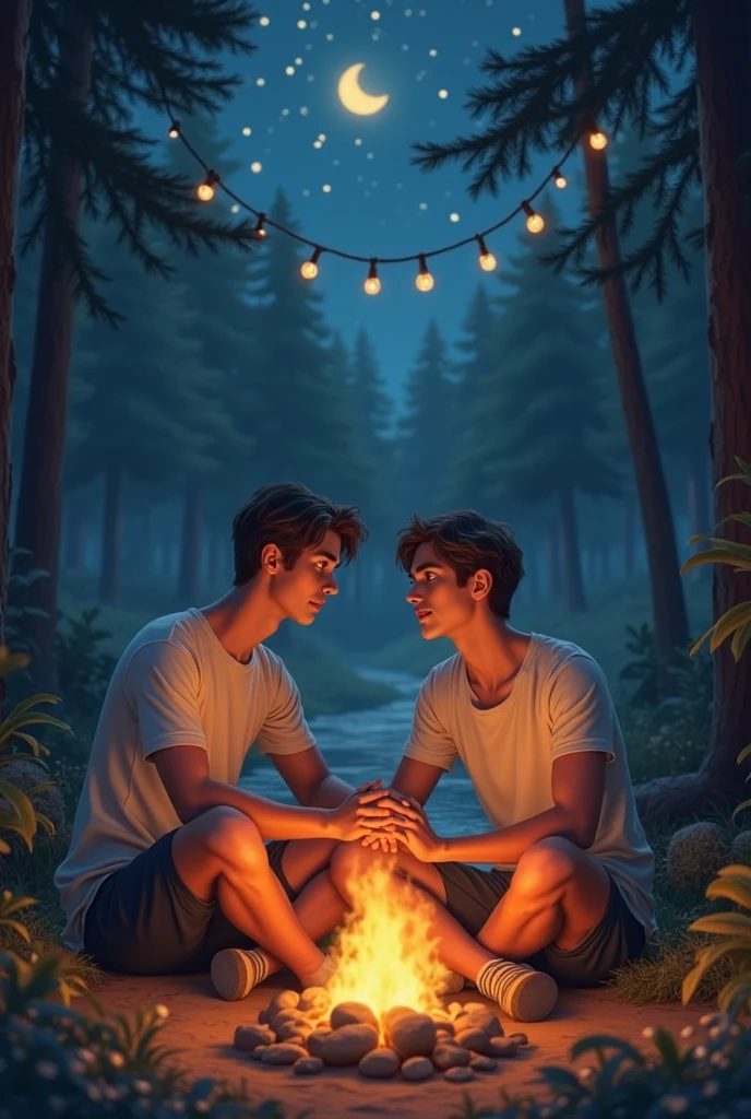 Know (18) has black curls, wears a white T-shirt, black jogging pants, white Air Force One shoes and a silver/blue watch on the left hand.
Dominik (17) has brown, forward styled hair, wears a black sweater, black pants, white Yeezys and a silver/blue watch on left arm.
The two friends sit on benches by a campfire, in which grilled meat is fried. Meanwhile, both drink alcohol and smoke cigarettes. Cigarette packets can also be seen in the area, lying on the benches, as well as some alcoholic beverages such as beer, Wine and also high-proof alcohol such as Jägermeister and vodka. and they listen to music on a JBL music box. 