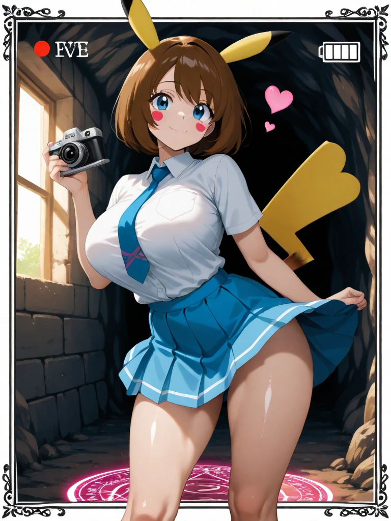 Haibara ai wearing sexy school unifrom in class room, wind will blow her skirt and see her white pantie,((white pantie)), ((small breasts)),(Not wearing a bra),Sitting on the lap of an old man in the classroom,erect nipples,Side corners,