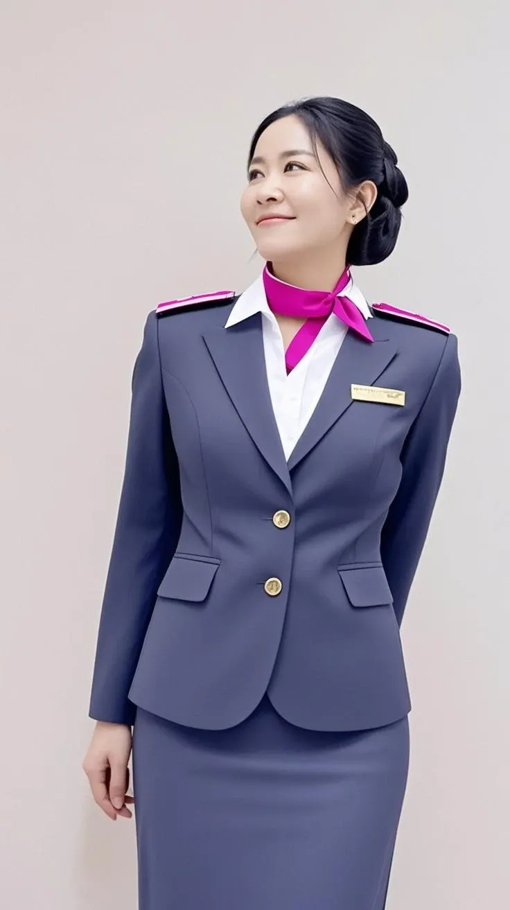 Beautiful Korean Women , smooth white skin, well-groomed face, white hijab,wearing a modern office blazer suit .warna black,White shirt, berhijab black,jam tangan black .kaca mata black, Cool, faint smile .berpose turun dari airplane ladder .,holding a colored handbag,black .open plane door background,airplane ladder, Realistic original photo.