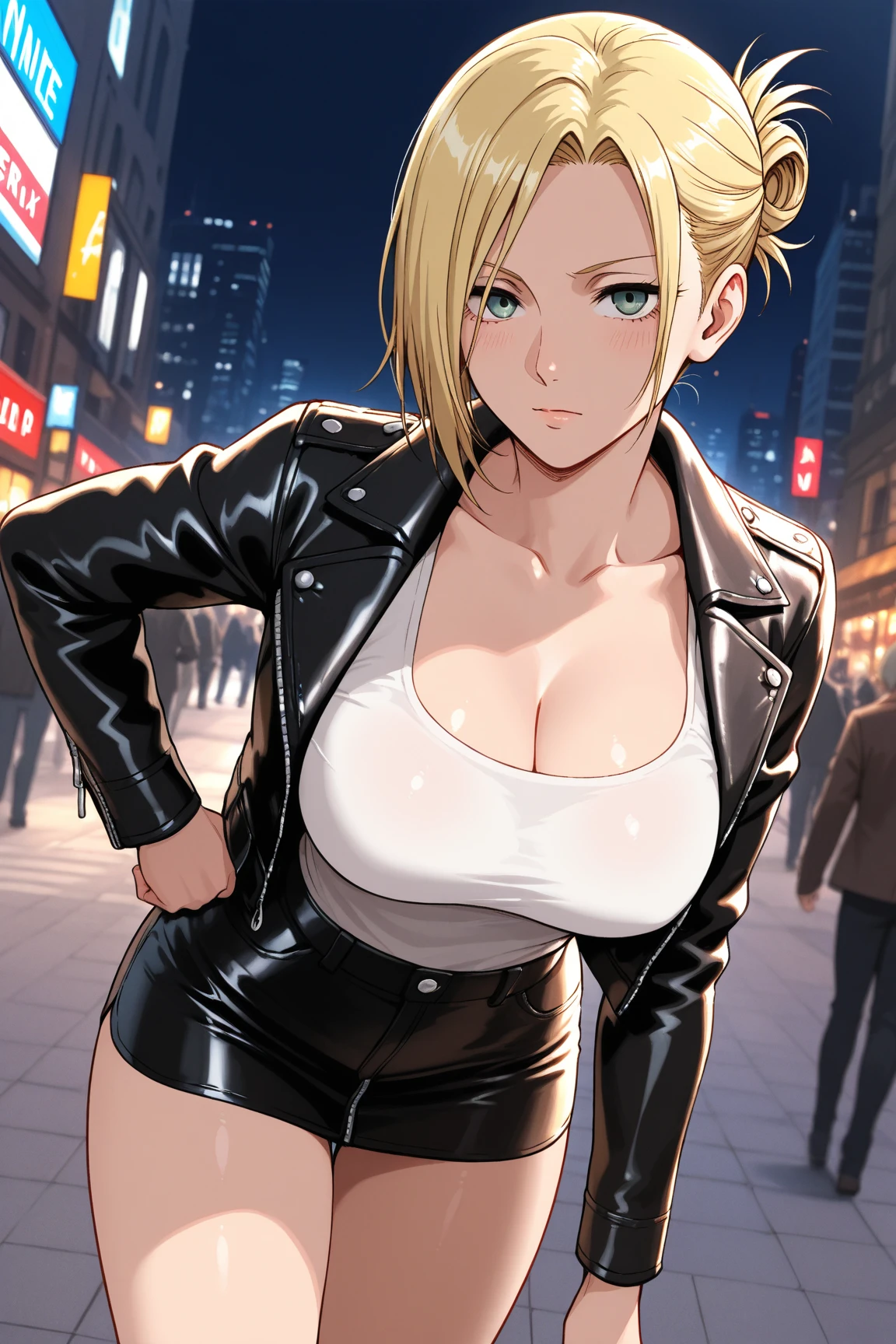 Tall mom teacher possing seductive wiht small son photo in the street, unparalleled masterpiece, ultra realistic 8k CG, perfect artwork, (1girl:1.1 with small youn son 8 years old boy) , mom with son photo , ((perfect female figure)), (nsfw), looking at viewer, mature female with young boy , bimbo (android 18) standing seductive with son , (teasing), best quality:1.1 , seductive posture, sexy pose, alluring, (beautiful), (curvy), (thick), blonde hair, (blue eyes:1.2), short hair, earrings, jewelry, denim vest, open vest, black pantyhose, black shirt, denim skirt, striped long sleeves, blue skirt, toned legs, fit, (abs:1.1), (big butt:1.4), peach ass, (athletic body:1.2), (large breasts:1.3, (big_breasts:1.1), wide_hips:1.5, narrow waist, small waist:1.5, slender body:1.2, thick thighs:1.3), (shiny skin:1.2), (hdr), (street:1.2), Nikon D850 film stock photograph Kodak Portra 400 camera f1.6 lens, rich colors, lifelike texture, dramatic lighting, unreal engine, mom molesting son, mom having with small son, mom seducing boy, seductive mom with boy. mom in sexy lingerie, son touching mom,